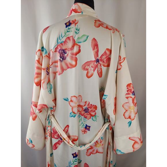 Natori Womens Asian Multi Color Floral Romantic Kimono Inspired Long Robe S - Picture 8 of 11